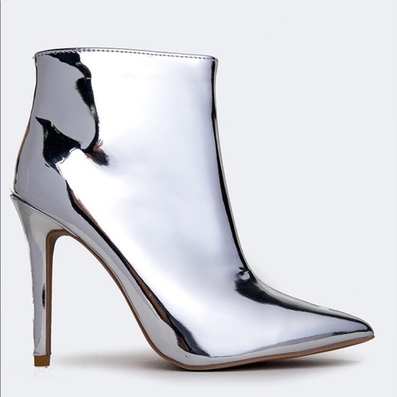 Silver Metallic Ankle Booties - Picture 2 of 8